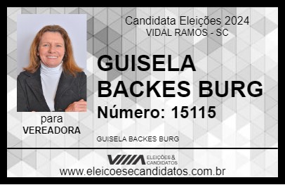 Candidato GUISELA BACKES BURG 2024 - VIDAL RAMOS - Eleições