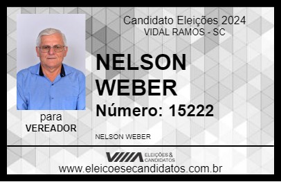 Candidato NELSON WEBER 2024 - VIDAL RAMOS - Eleições