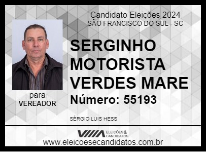 Candidato SERGINHO MOTORISTA 2024 - SÃO FRANCISCO DO SUL - Eleições