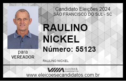 Candidato RAULINO NICKEL 2024 - SÃO FRANCISCO DO SUL - Eleições