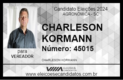 Candidato CHARLESON KORMANN 2024 - AGRONÔMICA - Eleições