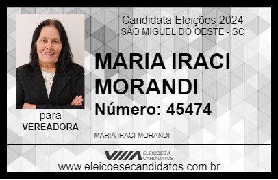 Candidato MARIA IRACI MORANDI 2024 - SÃO MIGUEL DO OESTE - Eleições