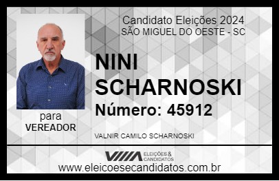 Candidato NINI SCHARNOSKI 2024 - SÃO MIGUEL DO OESTE - Eleições