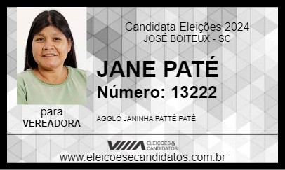 Candidato JANE PATÉ 2024 - JOSÉ BOITEUX - Eleições