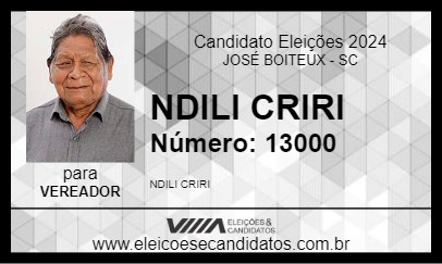 Candidato NDILI CRIRI 2024 - JOSÉ BOITEUX - Eleições