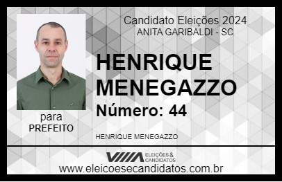 Candidato HENRIQUE MENEGAZZO 2024 - ANITA GARIBALDI - Eleições