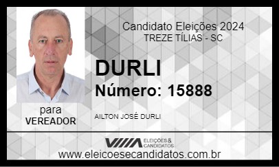 Candidato DURLI 2024 - TREZE TÍLIAS - Eleições