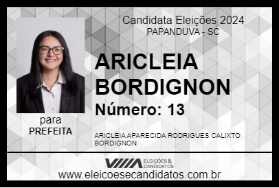 Candidato ARICLEIA BORDIGNON 2024 - PAPANDUVA - Eleições