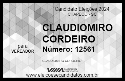 Candidato CLAUDIOMIRO CORDEIRO 2024 - CHAPECÓ - Eleições