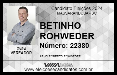 Candidato BETINHO ROHWEDER 2024 - MASSARANDUBA - Eleições