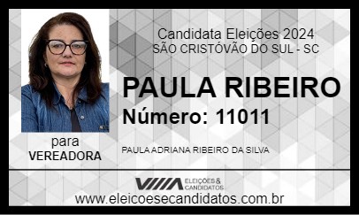 Candidato PAULA RIBEIRO 2024 - SÃO CRISTÓVÃO DO SUL - Eleições