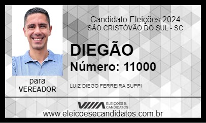 Candidato DIEGÃO 2024 - SÃO CRISTÓVÃO DO SUL - Eleições