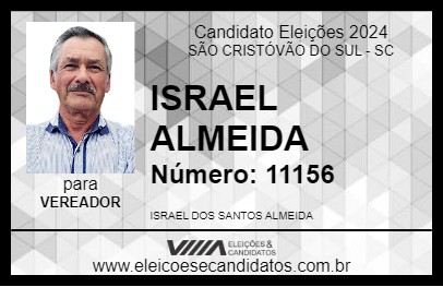 Candidato ISRAEL ALMEIDA 2024 - SÃO CRISTÓVÃO DO SUL - Eleições