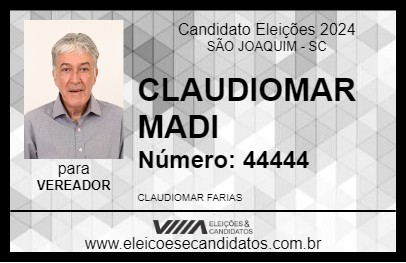 Candidato CLAUDIOMAR MADI 2024 - SÃO JOAQUIM - Eleições