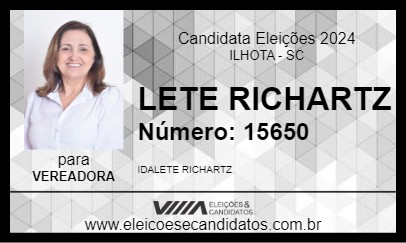 Candidato LETE RICHARTZ 2024 - ILHOTA - Eleições