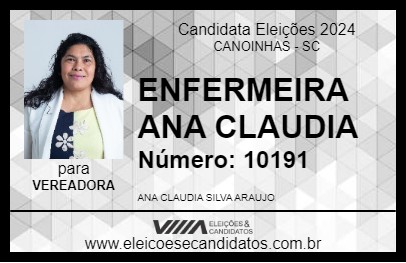 Candidato ENFERMEIRA ANA CLAUDIA 2024 - CANOINHAS - Eleições