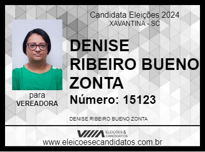 Candidato DENISE RIBEIRO BUENO ZONTA 2024 - XAVANTINA - Eleições