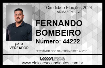 Candidato FERNANDO BOMBEIRO 2024 - ARMAZÉM - Eleições