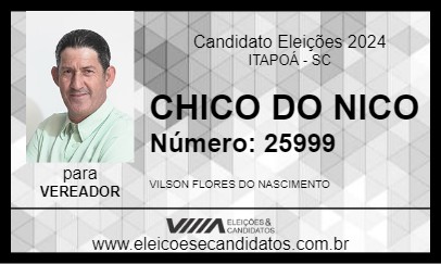 Candidato CHICO DO NICO 2024 - ITAPOÁ - Eleições