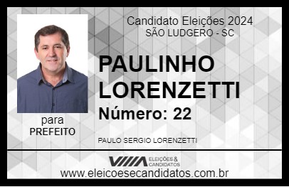 Candidato PAULINHO LORENZETTI 2024 - SÃO LUDGERO - Eleições