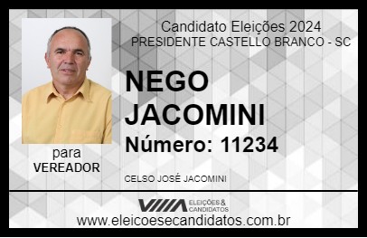 Candidato NEGO JACOMINI 2024 - PRESIDENTE CASTELLO BRANCO - Eleições