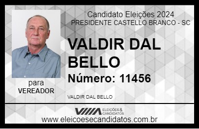 Candidato VALDIR DAL BELLO 2024 - PRESIDENTE CASTELLO BRANCO - Eleições