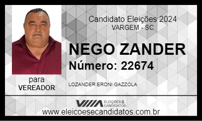 Candidato NEGO ZANDER 2024 - VARGEM - Eleições