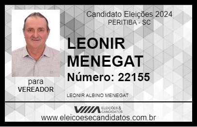 Candidato LEONIR MENEGAT 2024 - PERITIBA - Eleições