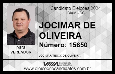 Candidato JOCIMAR DE OLIVEIRA 2024 - IBIAM - Eleições