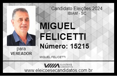 Candidato MIGUEL FELICETTI 2024 - IBIAM - Eleições