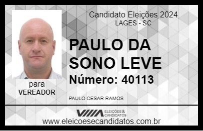 Candidato PAULO DA SONO LEVE 2024 - LAGES - Eleições