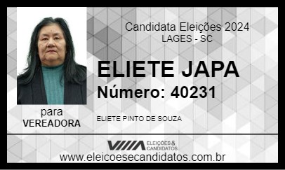 Candidato ELIETE JAPA 2024 - LAGES - Eleições