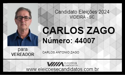 Candidato CARLOS ZAGO 2024 - VIDEIRA - Eleições