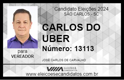 Candidato CARLOS DO UBER 2024 - SÃO CARLOS - Eleições