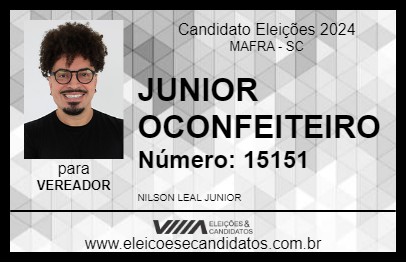 Candidato JUNIOR OCONFEITEIRO 2024 - MAFRA - Eleições