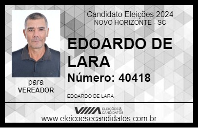 Candidato EDOARDO DE LARA 2024 - NOVO HORIZONTE - Eleições