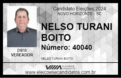 Candidato NELSO TURANI BOITO 2024 - NOVO HORIZONTE - Eleições