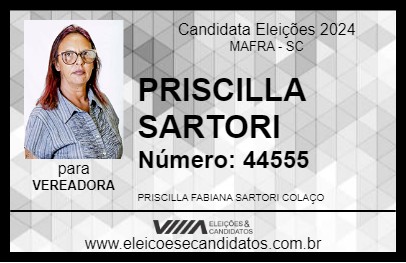 Candidato PRISCILLA SARTORI 2024 - MAFRA - Eleições