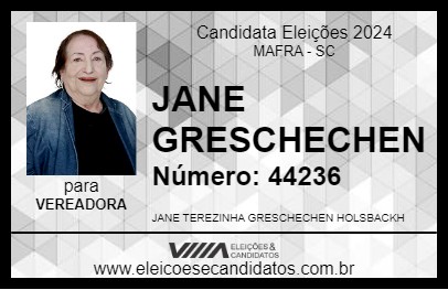 Candidato JANE GRESCHECHEN 2024 - MAFRA - Eleições