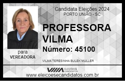 Candidato PROFESSORA VILMA 2024 - PORTO UNIÃO - Eleições