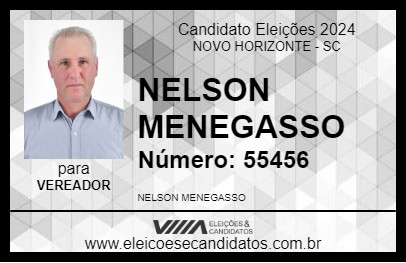 Candidato NELSON MENEGASSO 2024 - NOVO HORIZONTE - Eleições