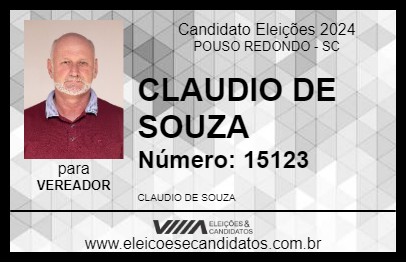 Candidato CLAUDIO DE SOUZA 2024 - POUSO REDONDO - Eleições