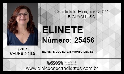 Candidato ELINETE 2024 - BIGUAÇU - Eleições