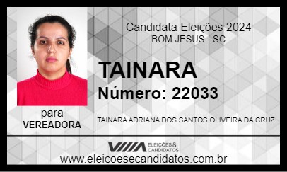 Candidato TAINARA 2024 - BOM JESUS - Eleições