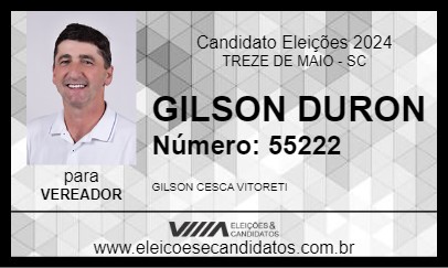 Candidato GILSON DURON 2024 - TREZE DE MAIO - Eleições