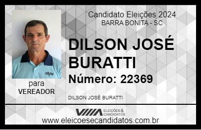 Candidato DILSON JOSÉ BURATTI 2024 - BARRA BONITA - Eleições