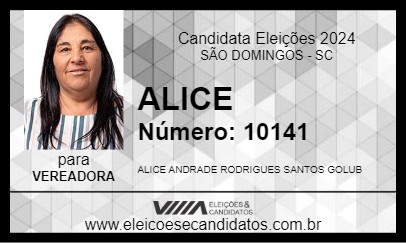 Candidato ALICE 2024 - SÃO DOMINGOS - Eleições