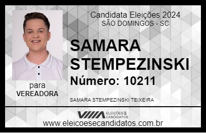 Candidato SAMARA STEMPEZINSKI 2024 - SÃO DOMINGOS - Eleições