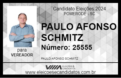 Candidato PAULO AFONSO SCHMITZ 2024 - POMERODE - Eleições