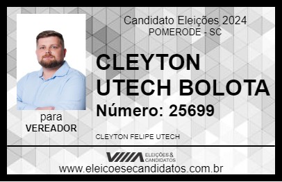 Candidato CLEYTON UTECH BOLOTA 2024 - POMERODE - Eleições